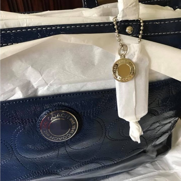 *STUNNING!* Coach Denim Blue Tote Bag/Diaper Bag in ORIGINAL PACKAGING - Picture 2 of 8